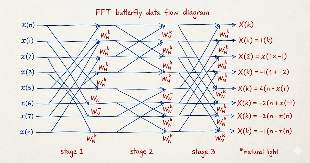 The butterfly data flow in FFT